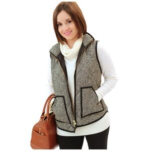 J. Crew Down Puffer Vest XS Black Tan